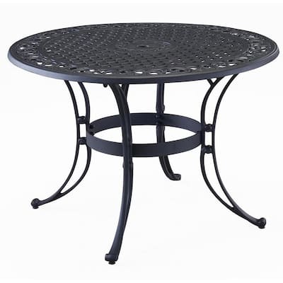 Sanibel Black 48 in. Round Cast Aluminum Outdoor Dining Table