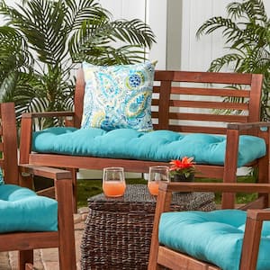 Solid Teal Rectangle Outdoor Bench Cushion
