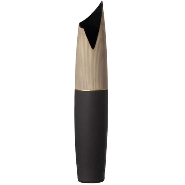 Unbranded 45 in. Ceramic Floor Vase - Handcrafted Beige Polka Dot Top and Black Bottom Large Waterproof Vase