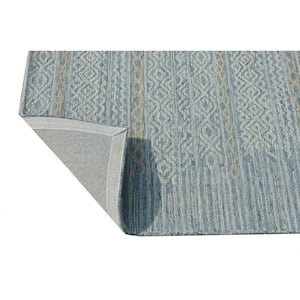Opal Light Blue 9 ft. x 13 ft. Trellis Scandavian Hand-Tufted Wool Area Rug