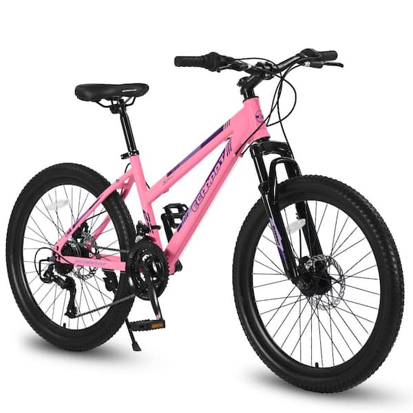 26 in. Pink Shimano 21 Speeds Mountain Bike with Daul Disc Brakes and Front Suspension for Teenagers