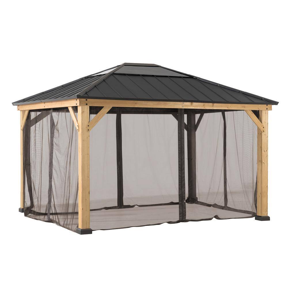 Khaki Polyester Mosquito Netting for 11x13 ft. Wood Gazebo