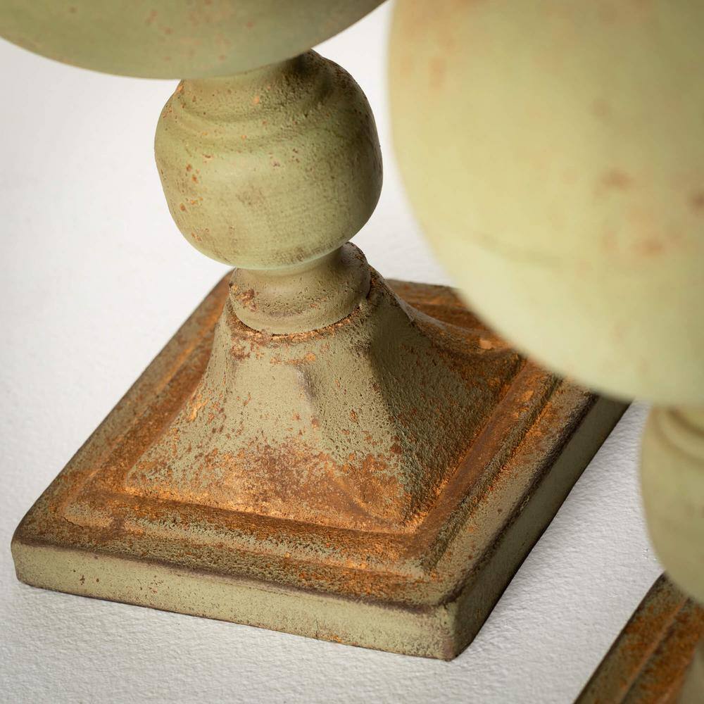 Patina Green Metal Finial Sculpture Set, 28" & 23.75"