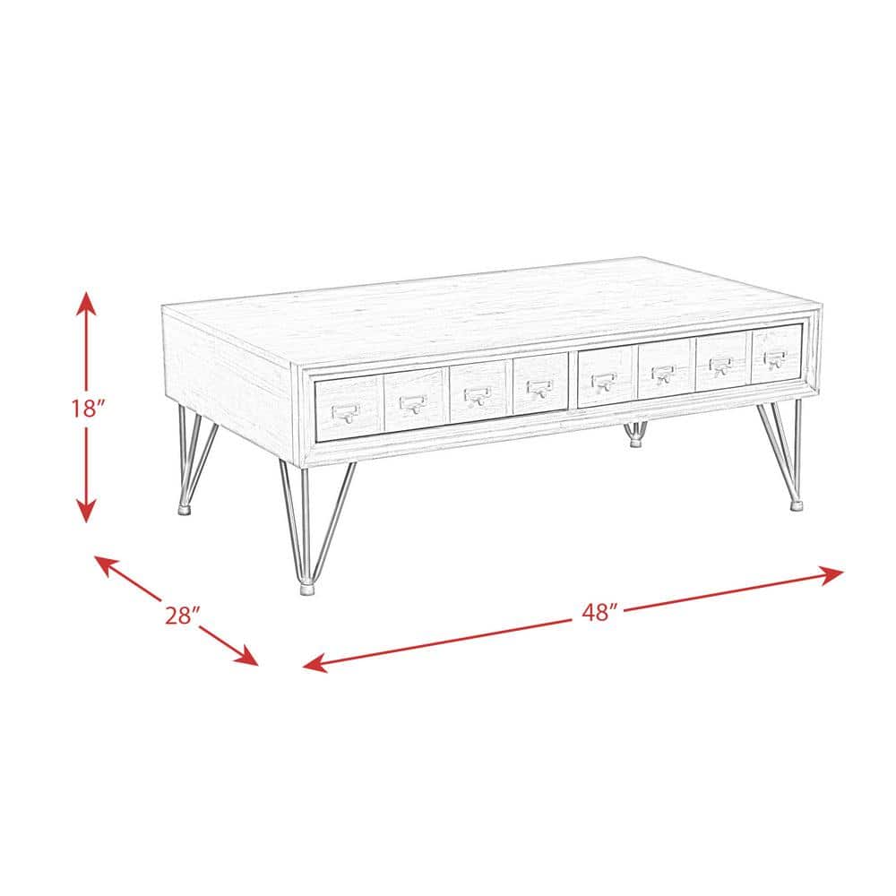 Industrial Tanner Rectangular Coffee Table with Storage in Light Walnut