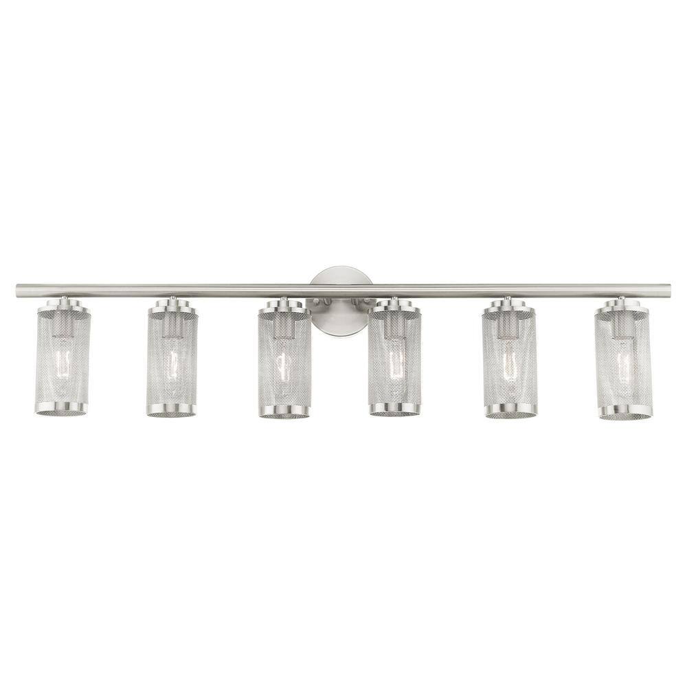 Industro Sleek 6-Light Brushed Nickel Vanity Sconce with Stainless Steel Mesh Shade
