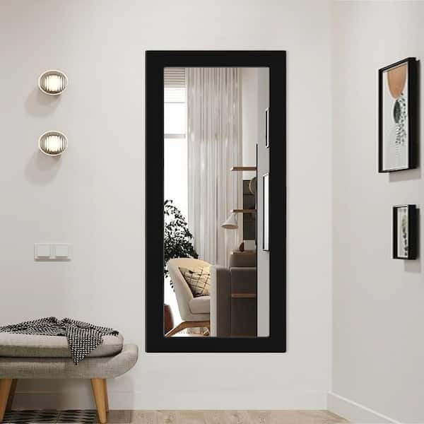 Unbranded 30 in. W x 65 in. H Modern Simple Rectangular Black Wood Frame Bathroom Vanity Mirror Wall Mirror/Floor Mirror