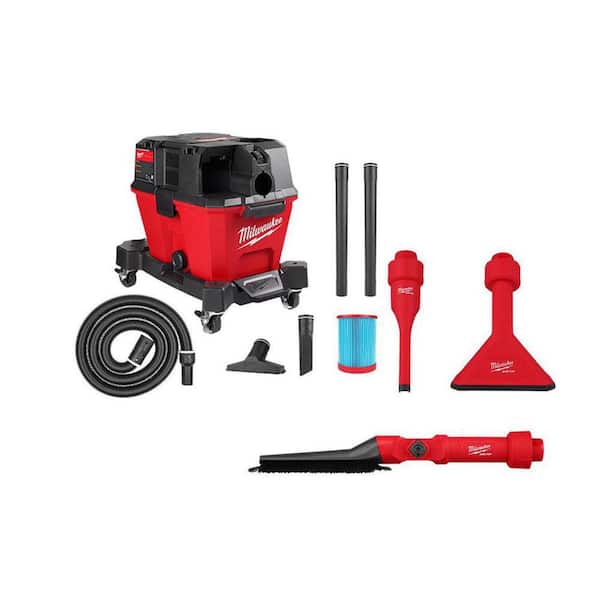Milwaukee M18 FUEL 6 Gal. Cordless Wet/Dry Shop Vac W/Filter, Hose and AIR-TIP 1-1/4 in. - 2-1/2 in. Brush, Crevice and Nozzle Kit