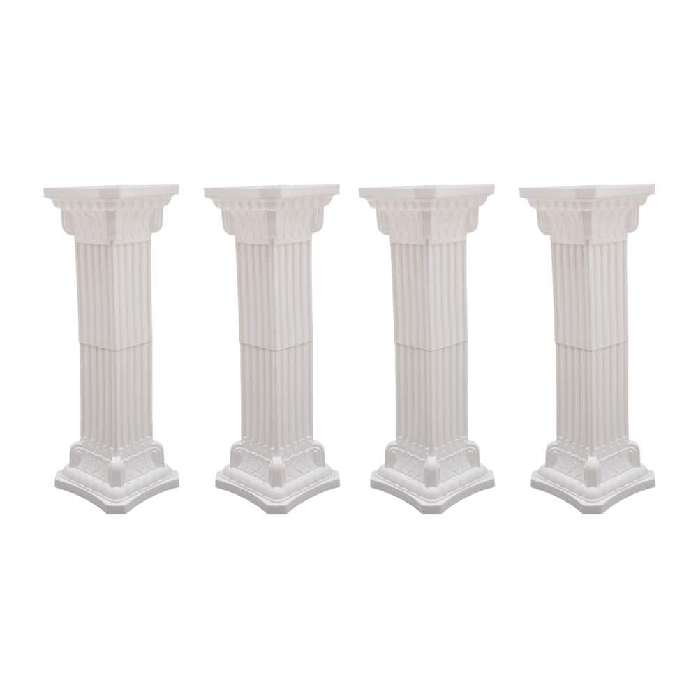 Elegant White Plastic Roman Decorative Columns for Weddings and Events, 35.43 in. Height (4-Pack)