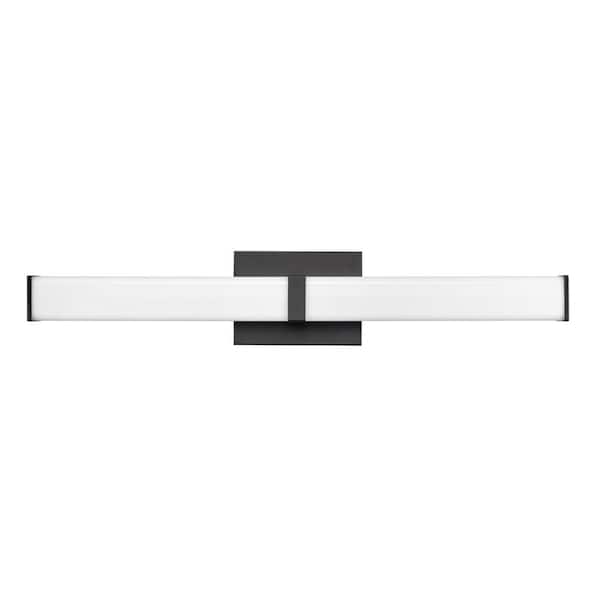 Millennium Lighting Tron 1-Light 24 in. Matte Black Vanity Light with Acrylic Shade