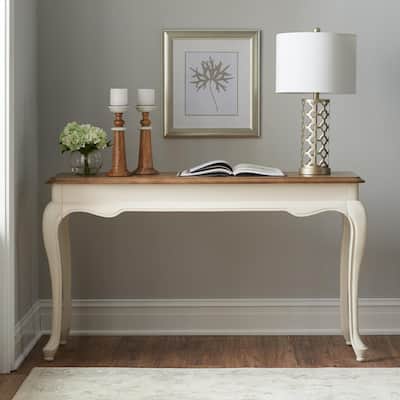 Provence 54 in. Ivory/Ash Brown Standard Rectangle Wood Console Table