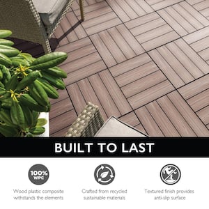 Straight Edge Trim 3 in. x 12 in. Wood-Plastic Composite Deck Tile in Russet Canyon( 4-Pack)