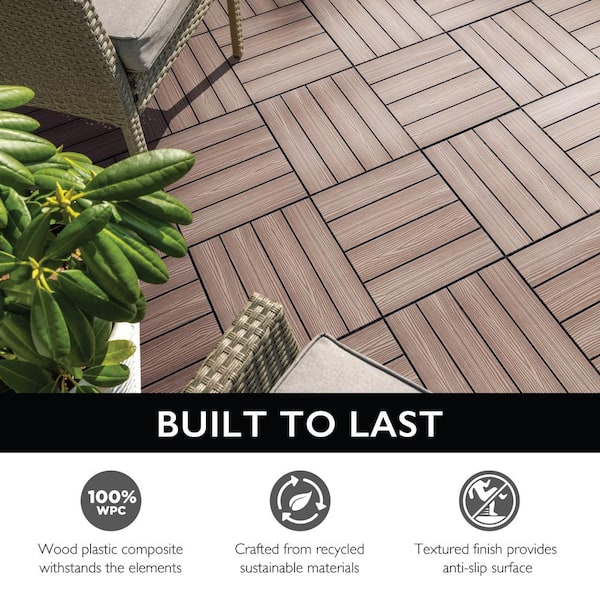 Straight Edge Trim 3 in. x 12 in. Wood-Plastic Composite Deck Tile in Russet Canyon( 4-Pack)