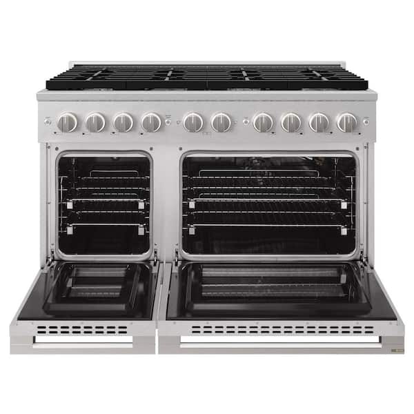 48 in. 6.7 cu. ft. Marino Freestanding Gas Range with 8 Burner Cooktop and Convection Oven in Satin Stainless Steel