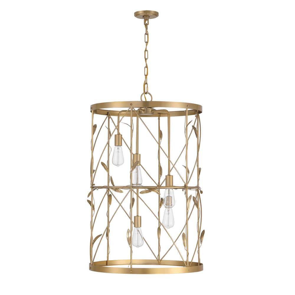 Lexington Burnished Brass 5-Light Pendant with Trellis Design