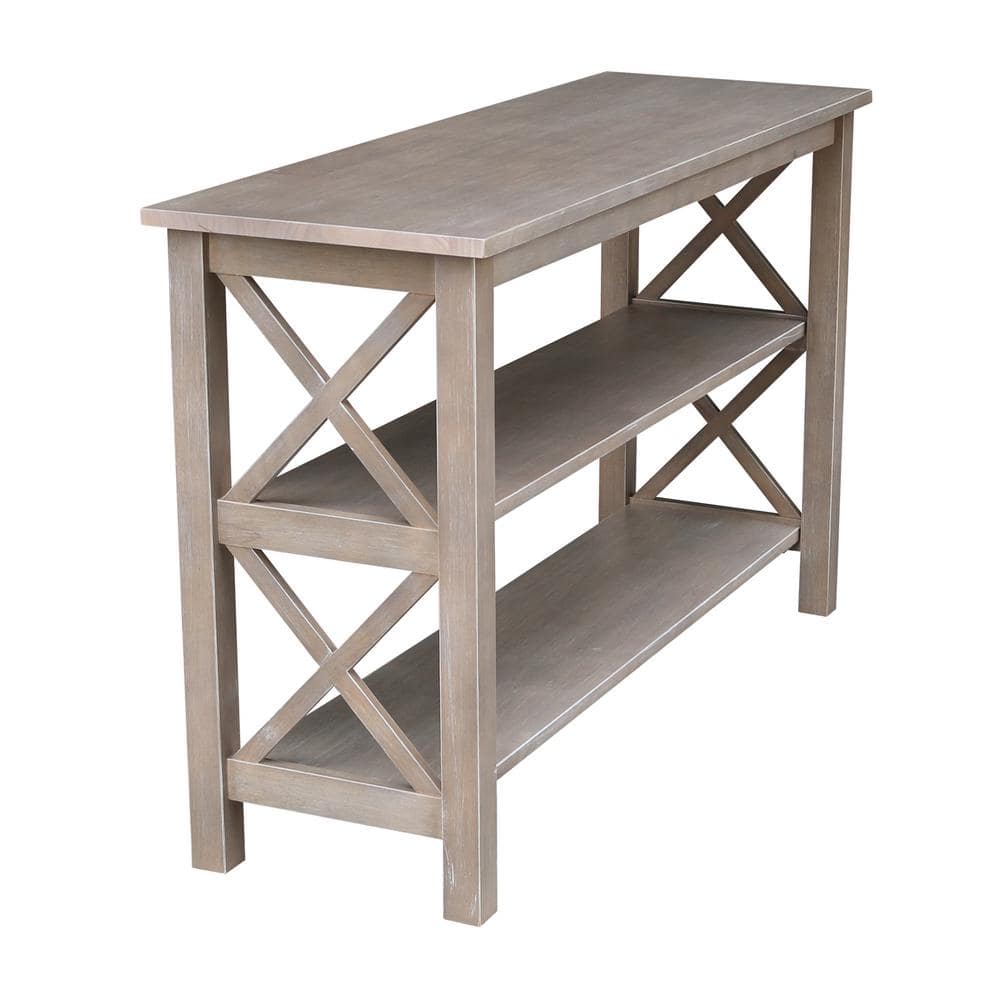 Transitional Hampton 48" Washed Gray Taupe Wood Console Table with Storage