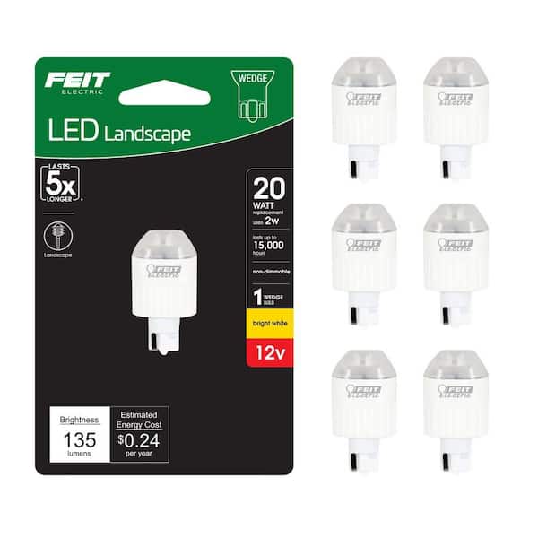 20-Watt Equivalent T5 Wedge 12-Volt Landscape Garden LED Light Bulb, Bright White 3000K (6-Pack)