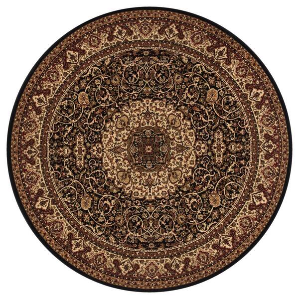 Concord Global Trading Persian Classics Isfahan Black 5 ft. Round Area Rug