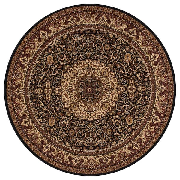 Concord Global Trading Persian Classics Isfahan Black 8 ft. Round Area Rug