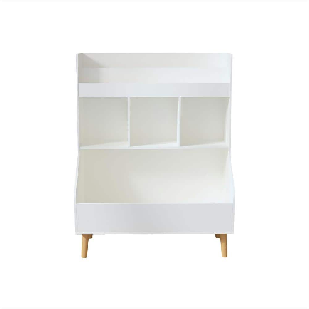White 27.56 in. W x 31.3 in. H Wood Decorative Bookshelf & Toy Storage Orga