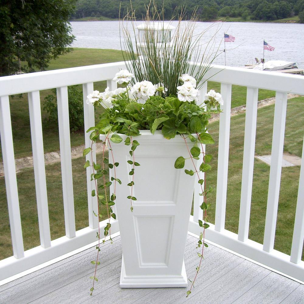 White Tall Polyethylene Outdoor Patio Planter