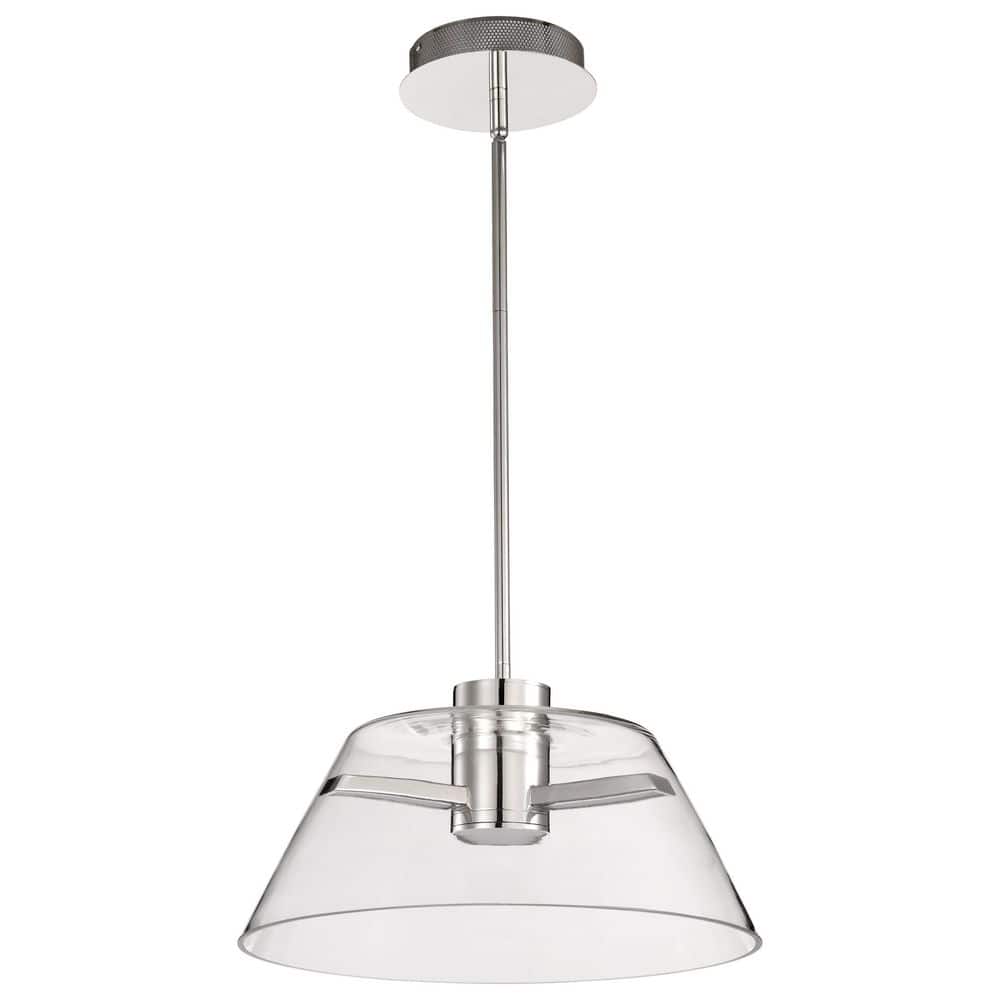 Edmond 18-Watt 1-Light Polished Nickel Transitional Integrated LED Pendant Light with Clear Glass Shade price history on PriceWatchPro