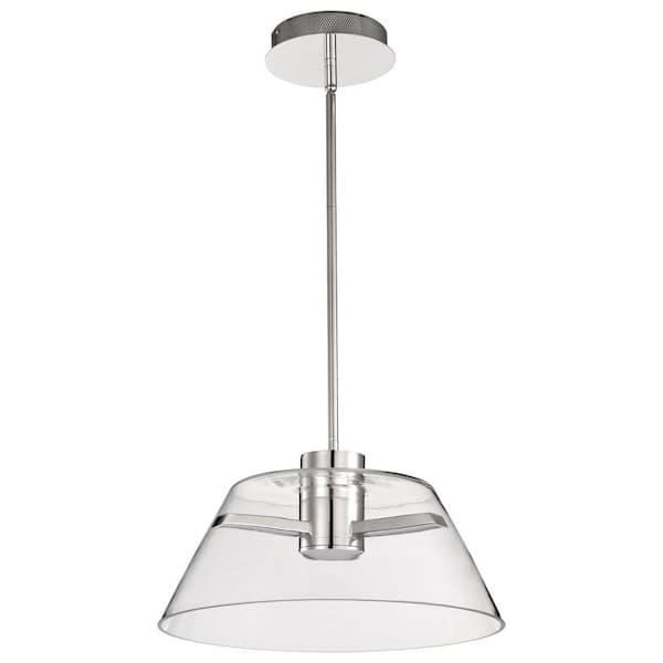 Edmond 18-Watt 1-Light Polished Nickel Transitional Integrated LED Pendant Light with Clear Glass Shade