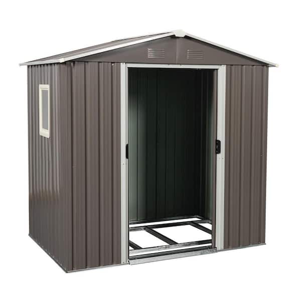 Outdoor Storage Shed 6 ft. W x 5 ft. D Metal Shed with Window and Foundation Gray (30 sq. ft. )