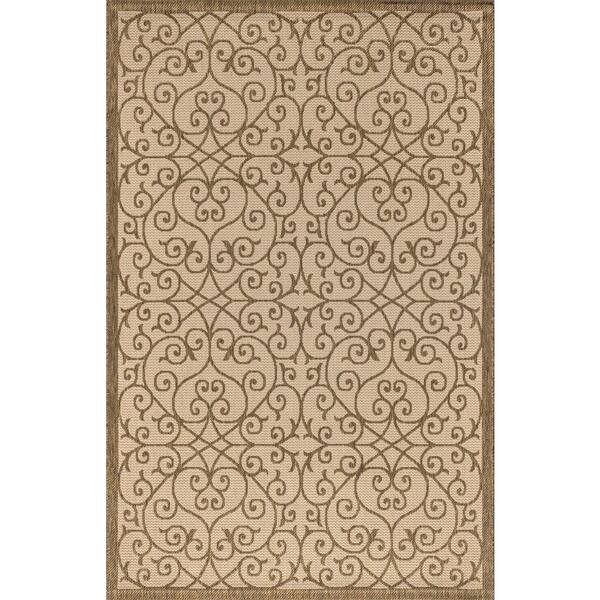 Madrid Vintage Filigree Beige/Brown 3 ft. 1 in. x 5 ft. Textured Weave Indoor/Outdoor Area Rug
