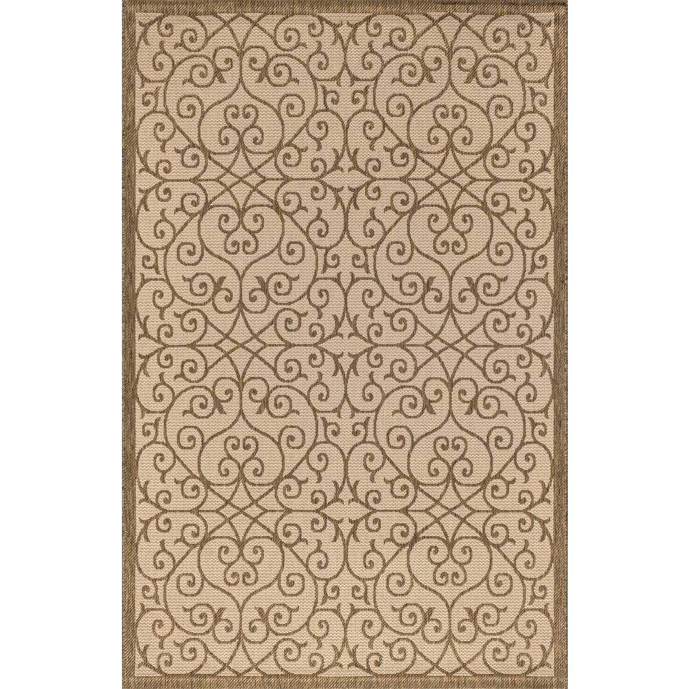 Madrid Beige and Brown Filigree Textured Weave 5x8 Area Rug