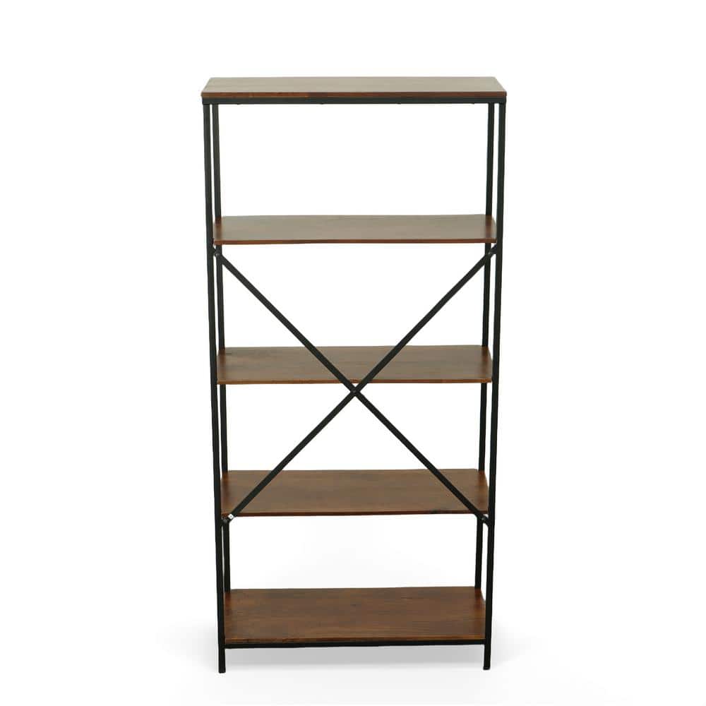 Brayden Tall Chestnut and Black Mango Wood Bookcase