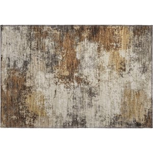Mayfield Premium Machine Washable Abstract AMF2064 Brown 2 ft. x 3 ft. Accent Rug