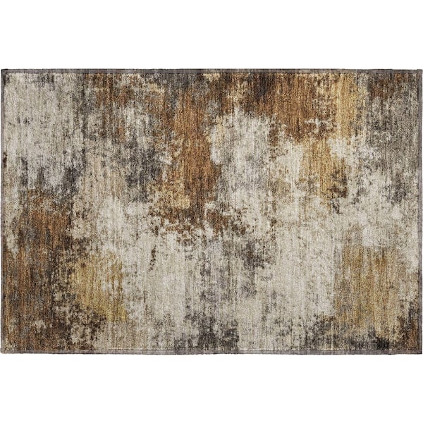 Mayfield Premium Machine Washable Abstract AMF2064 Brown 2 ft. x 3 ft. Accent Rug