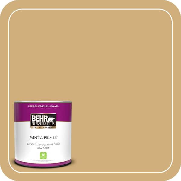 BEHR PREMIUM PLUS 1 qt. #PPU6-15 Romanesque Gold Eggshell Enamel Low Odor Interior Paint & Primer