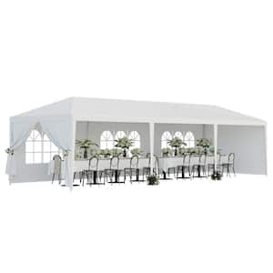 10 ft. x 10 ft. White Outdoor Patio Canopy with Carrying Bag for Beach and Camp