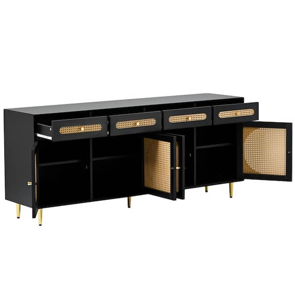 Unbranded 64.57 in. W x 15.75 in. D x 27.56 in. H Bathroom Black Linen Cabinet
