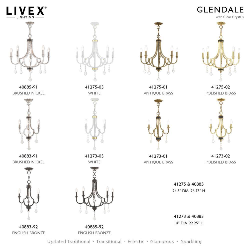 Mini English Bronze 5-Light Crystal Chandelier with Candelabra Bulbs