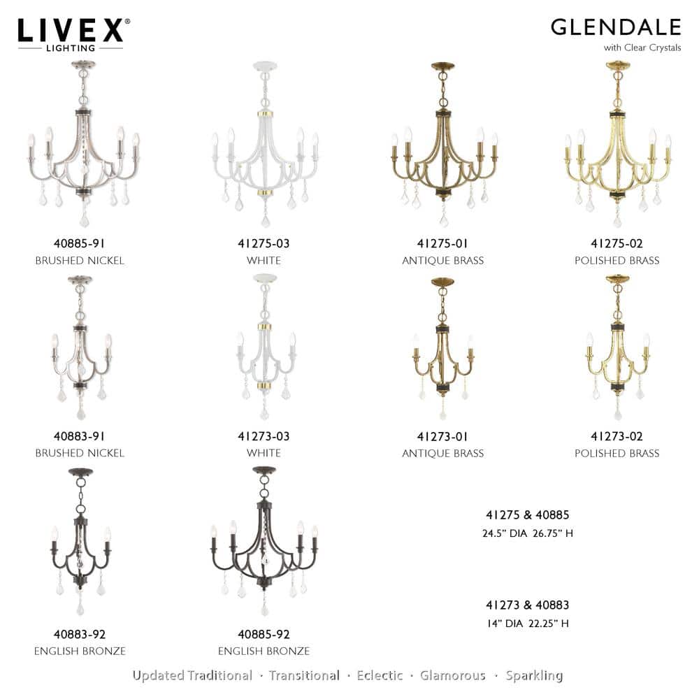 Mini English Bronze 5-Light Crystal Chandelier with Candelabra Bulbs