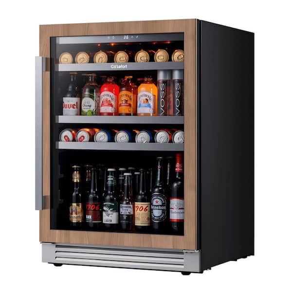 24 in. Single-Zone 220-Can Panel-Ready Beverage Refrigerator, Built-In Cooler Fridge in Stainless Steel, Right-Hinged