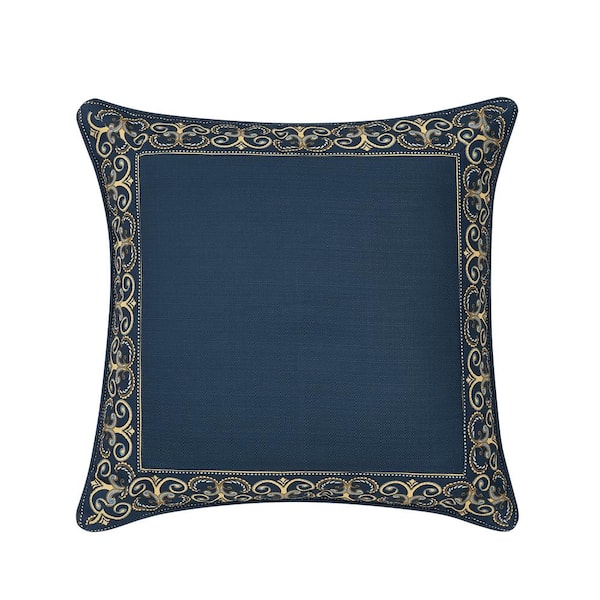 Messina Navy Medallion Polyester Euro Sham 26 in. L x 26 in. W