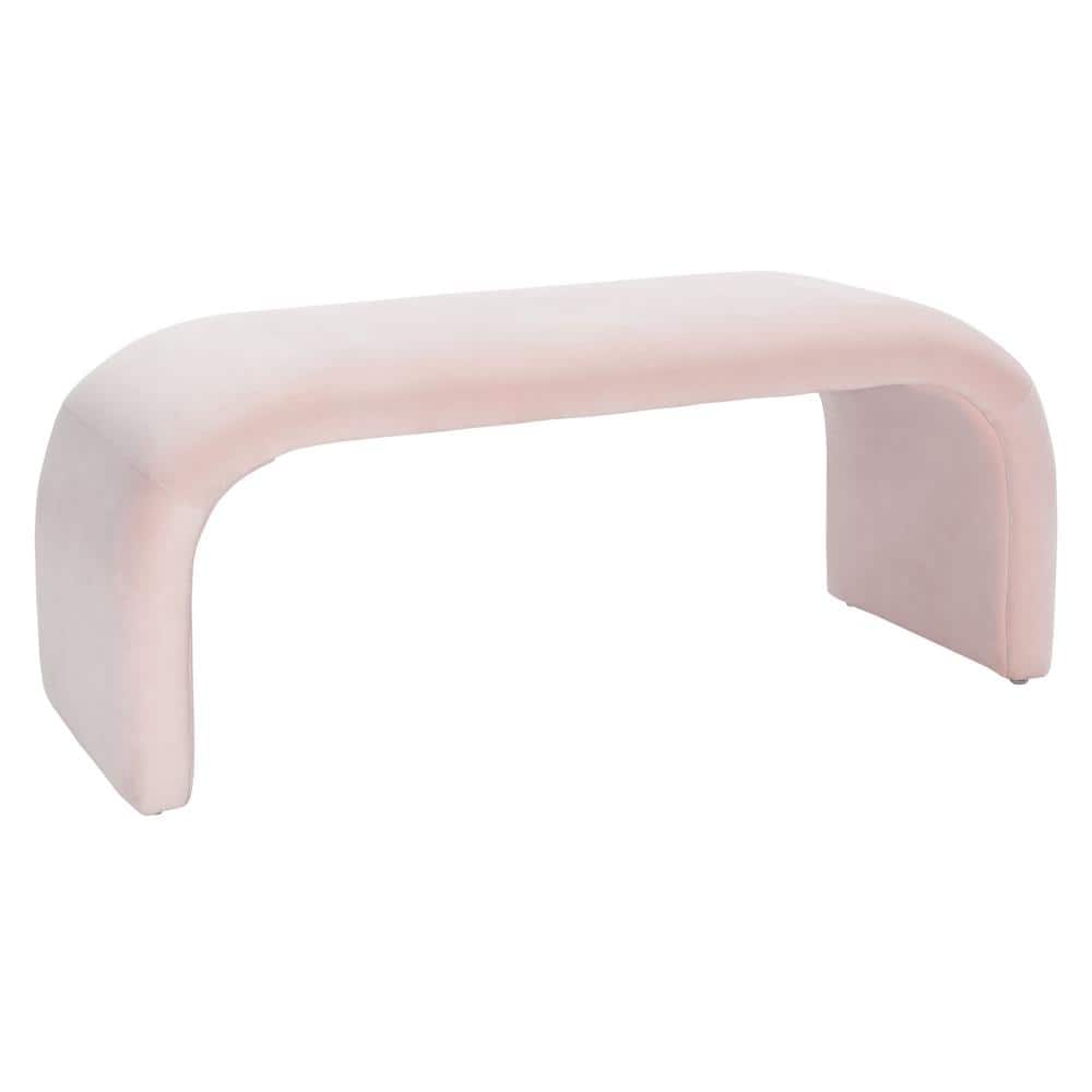 Tenko Light Pink Velvet Modern Accent Bench