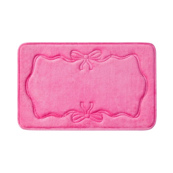 Ribbon Border 20 in. x 32 in. Hot Pink Novelty Polyester Rectangle Bath Mats