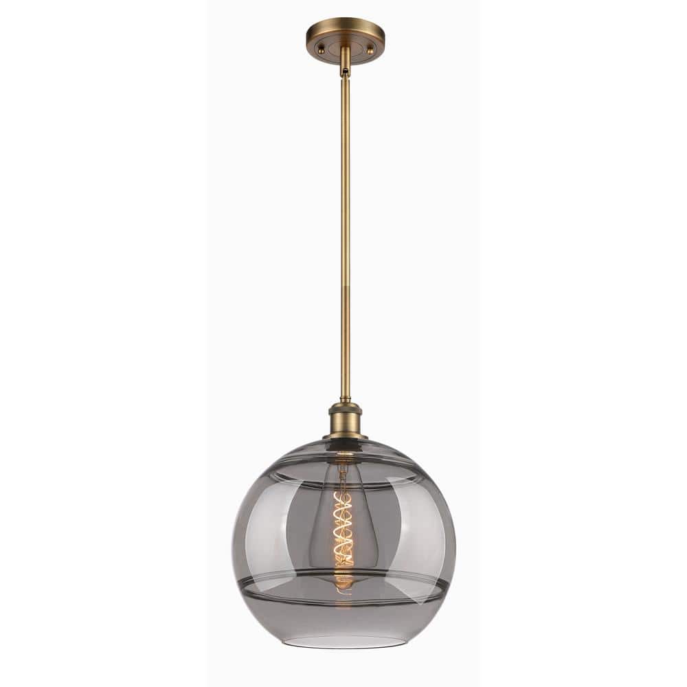 Rochester 100-Watt 1-Light Brushed Brass Standard Mini Pendant Light with Painted Glass Shade, No Bulbs Included price history on PriceWatchPro