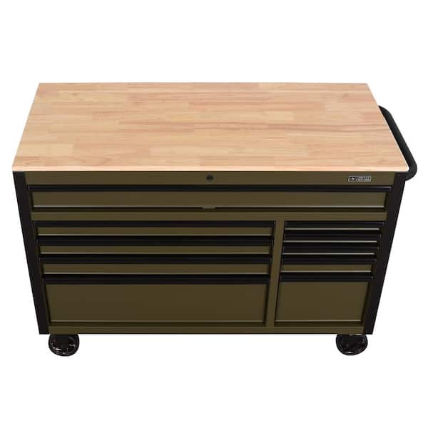 Husky Limited Edition 52 in. x 24.5 in. D 10-Drawer Army Green
