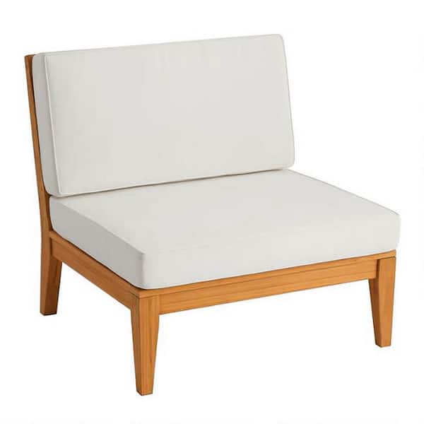 Linon Home Decor Serena Outdoor Solid Teak wood frame Antique white Polyester cushion Armless Side Chair