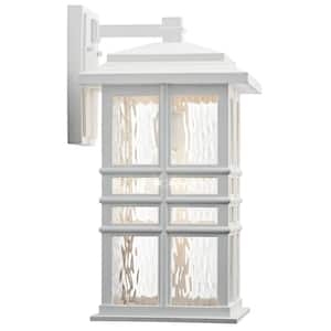 Beacon Square 1-Light White Outdoor Hardwired Wall Lantern Sconce with No Bulbs Included (1-Pack)