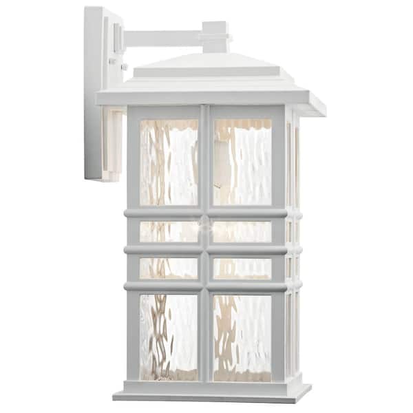 Beacon Square 1-Light White Outdoor Hardwired Wall Lantern Sconce with No Bulbs Included (1-Pack)