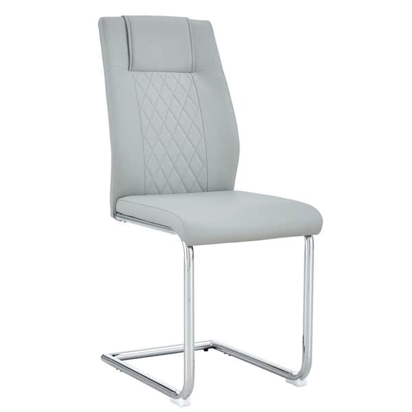 Modern Light Gray PU Leather Seat Dining Chairs Set of 4 for Kitchen, Living, Dining Room