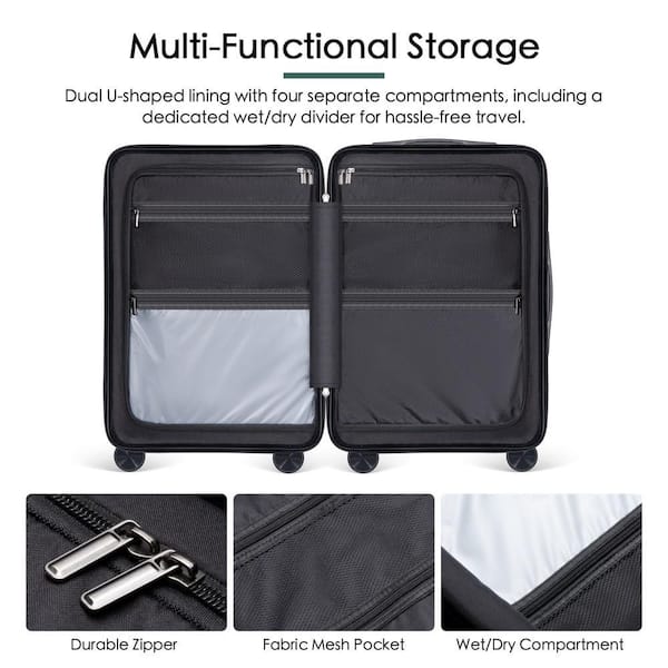 HONGGE 3-Piece Dark Green Luggage Sets Hard Shell Luggage Sets