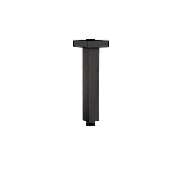 6 in. Ceiling Mount Rain Shower Arm Extension in Matte Black with Flange