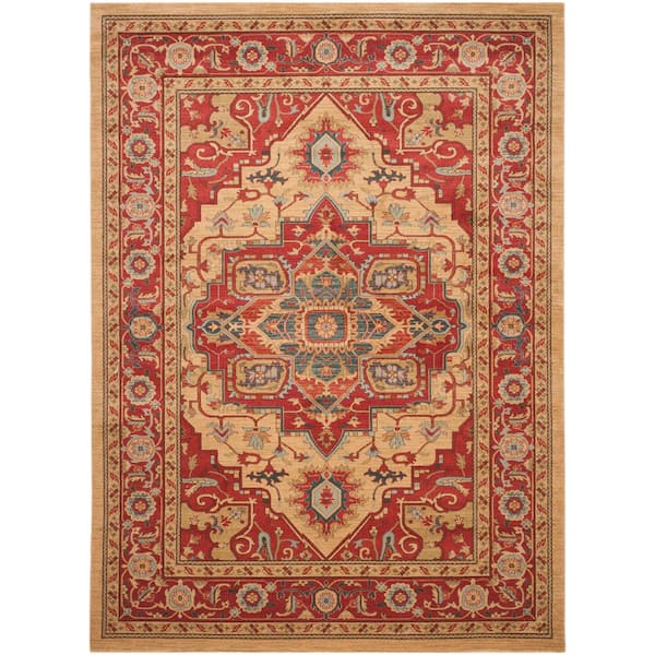 SAFAVIEH Mahal Red/Natural 8 ft. x 10 ft. Floral Border Medallion Area Rug
